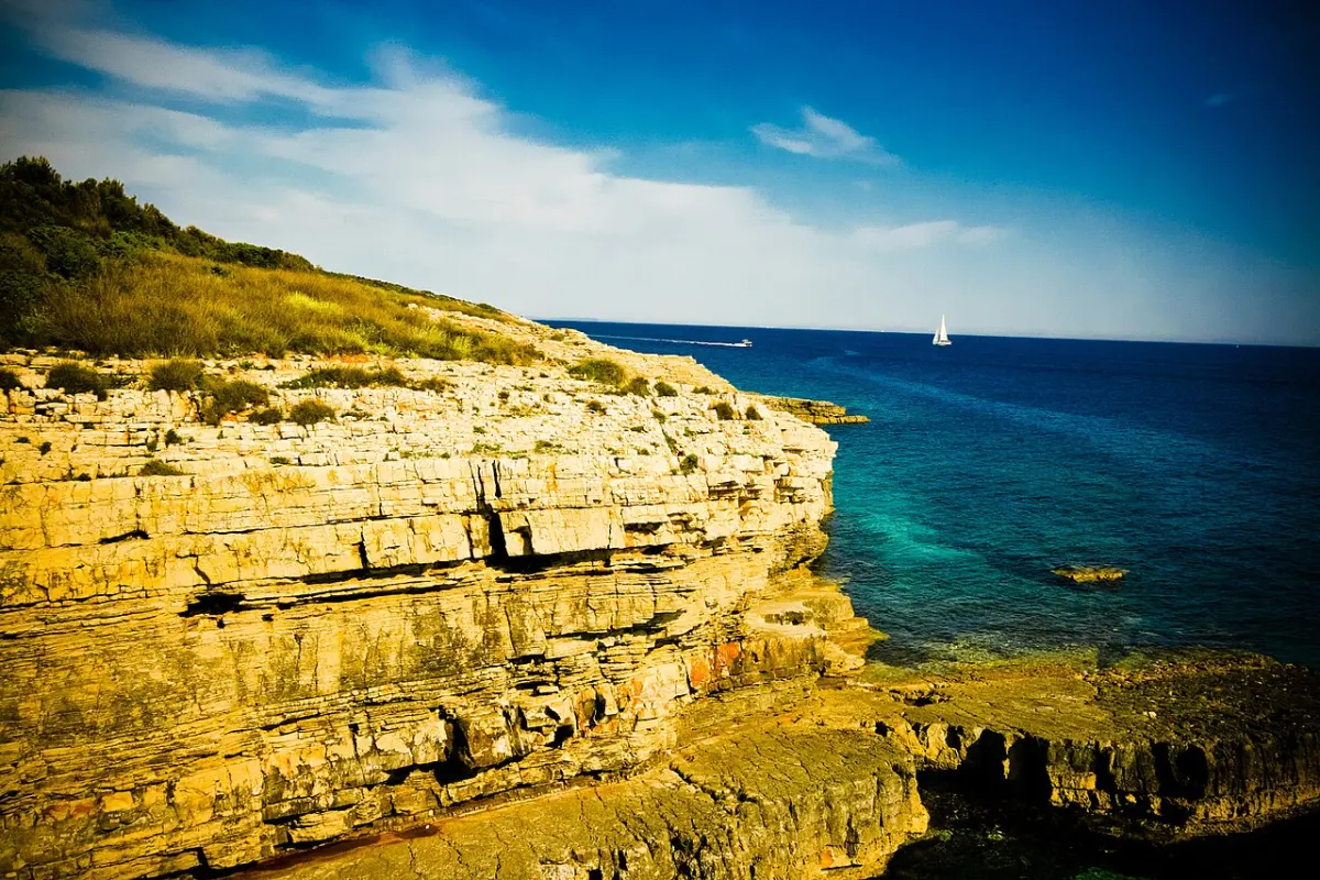Rocky Cape Kamenjak coastline and Adriatic Sea near Pula